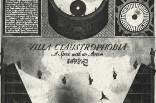 Illustration of an imaginary funnel-shaped building