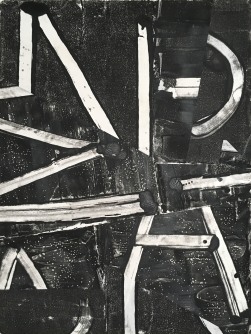 A black and white abstract drawing