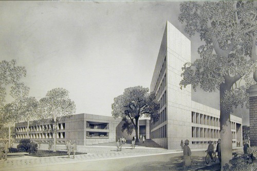 Architectural illustration of a building