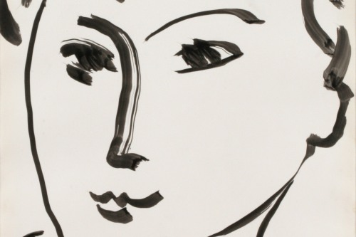 Ink painting portrait of a young man